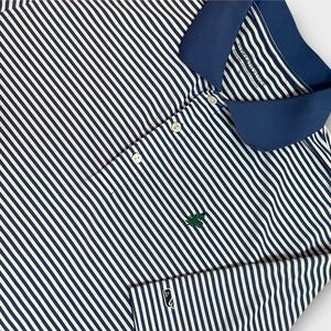 Vineyard Vines Polo Shirt Mens 2XL Navy Blue White Striped Tree Logo Golf Preppy